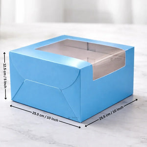 5 Inch Height | Cake Box With L-Shape Window | Blue Color | ITC Back Box | 3 Sizes Available | Pack Of 25