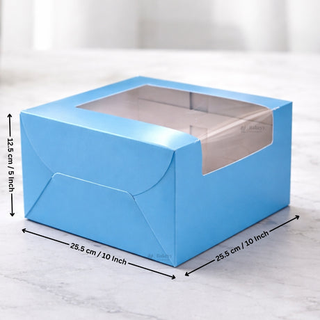 5 Inch Height | Cake Box With L-Shape Window | Blue Color | ITC Back Box | 3 Sizes Available | Pack Of 25