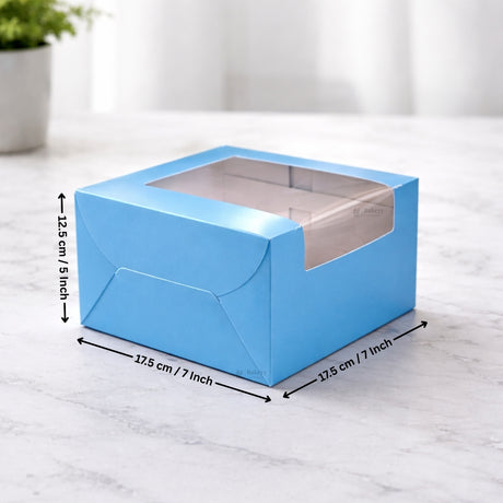 5 Inch Height | Cake Box With L-Shape Window | Blue Color | ITC Back Box | 3 Sizes Available | Pack Of 25
