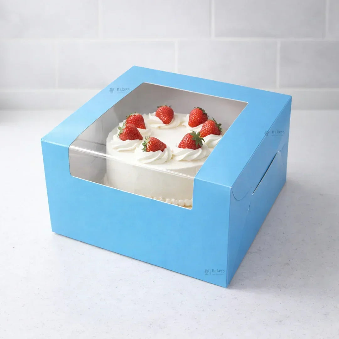 5 Inch Height | Cake Box With L-Shape Window | Blue Color | ITC Back Box | 3 Sizes Available | Pack Of 25