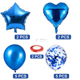Blue Heart & Star Balloon Set | Party Decoration Combo | 14 pc Set | 1 Piece