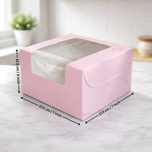 5 Inch Height | Cake Box With L-Shape Window | Pink Color | ITC Back Box | 3 Sizes Available | Pack Of 25