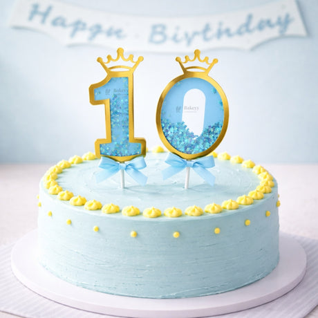 Blue Crown Shaker Number Cake Topper | 0–9 Available | Pack of 1