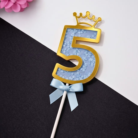 Blue Crown Shaker Number Cake Topper | 0–9 Available | Pack of 1