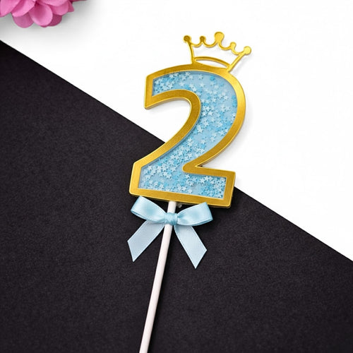 Blue Crown Shaker Number Cake Topper | 0–9 Available | Pack of 1