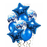 Blue Star Balloon Decoration Set | Star Foil Balloons with Blue Metallic & Blue Confetti Balloons | Party Decor Combo Kit | 13 Pcs Set 