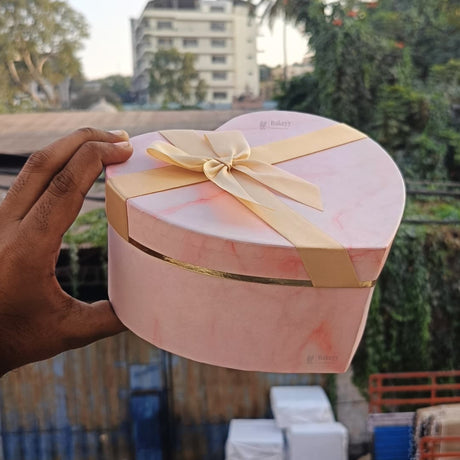 Blush Heart Pink Hamper Box | Premium Heart-Shaped Rigid Box with Satin Ribbon | Elegant Gifting Box | Pack of 1