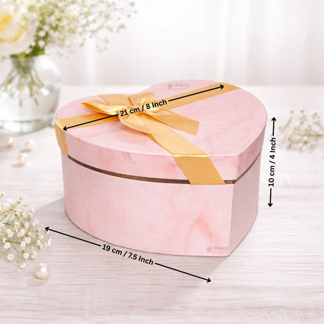 Blush Heart Pink Hamper Box | Premium Heart-Shaped Rigid Box with Satin Ribbon | Elegant Gifting Box | Pack of 1