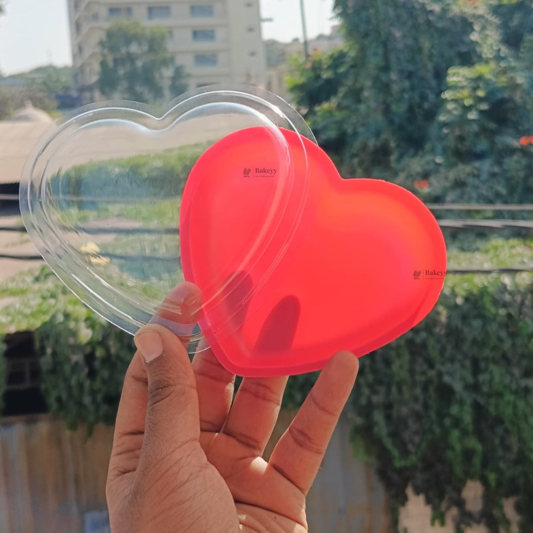 Heart-Shaped Food Container with Transparent Lid | Multipurpose Dessert & Gift Packaging Box | Reusable | Pack of 25