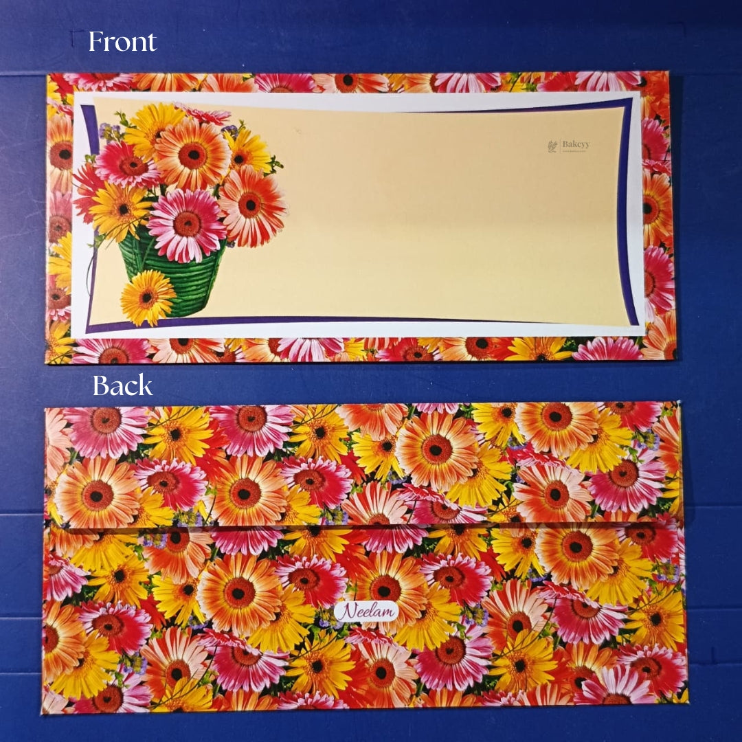 Flower Bouquet Floral Cash Envelopes | Elegant Flower-Printed Shagun & Gift Envelopes | Multiple Designs Available | Pack of 25