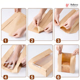 White Kraft Paper Bread Bags with Clear Window | Bakery Bags Tin Tie Tab Lock Treat Bag| Pack of 50