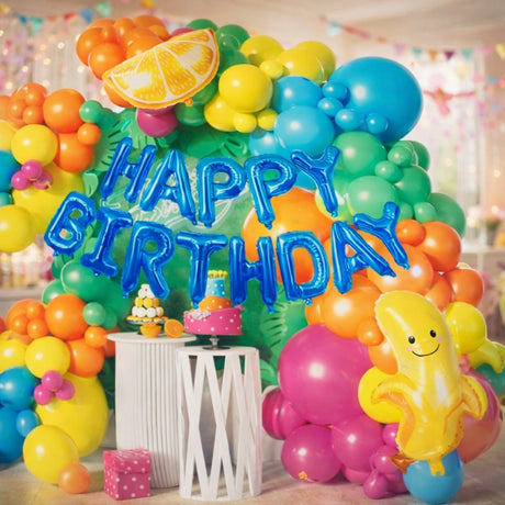 Bright tropical fruit theme for eye-catching decor
High-quality latex and foil balloons
Perfect for balloon arches, backdrops, and table setups
Ideal for kids’ birthdays, summer parties, and theme celebrations