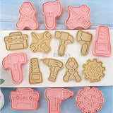Bringafunconstruction_toolsthemetoyourbakingwiththiscreativecookiecutterandembosserset.Designedwithdetailedshapeslikedrill_toolbox_hammer_wrench_gear_saw_plier_andax_3 - Bakeyy.com