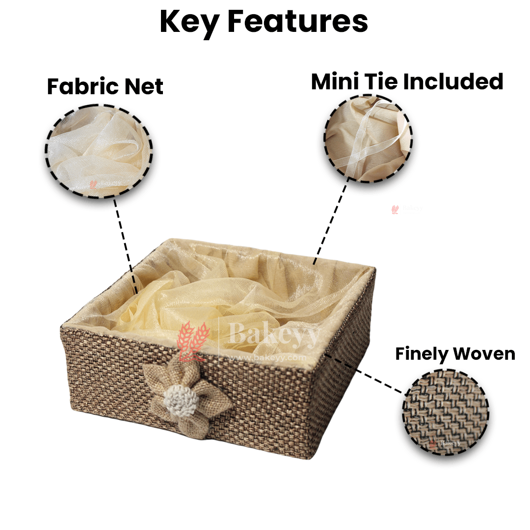 Brown Net Hamper Basket | Perfect for Gifting - Bakeyy.com - India - Brown Net Hamper Basket | Perfect for Gifting - Extra Small - 6 Inch