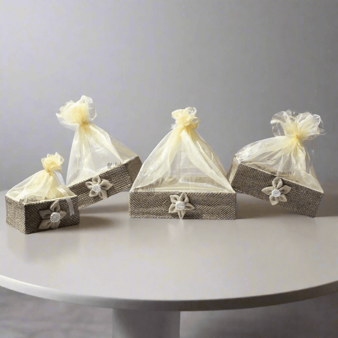 Brown Net Hamper Basket | Perfect for Gifting - Bakeyy.com - India - Brown Net Hamper Basket | Perfect for Gifting - Extra Small - 6 Inch