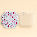 Light Pink Floral Print 4 Brownie Box With Transparent Lid | Pack of 10