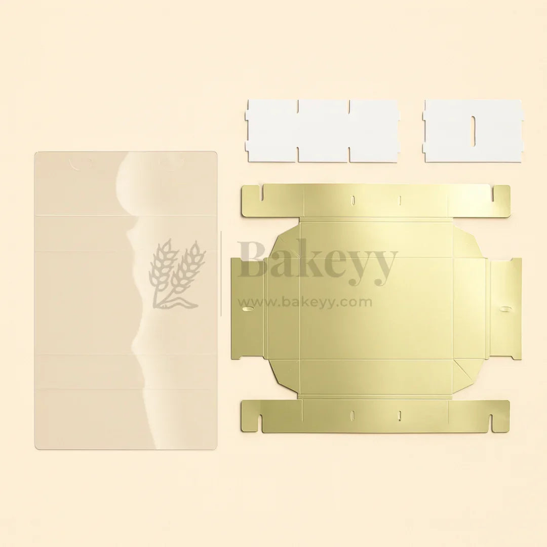 6 Cavity Brownie Box with Transparent Slider Lid | Metallic Gold | Pack of 10 - Bakeyy.com - India - 6 Cavity Brownie Box with Transparent Slider Lid | Metallic Gold | Pack of 10 - Default Title