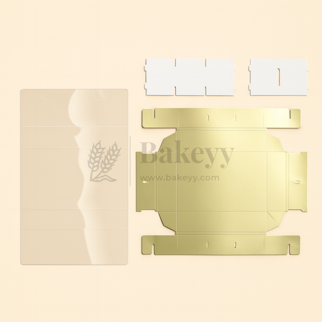 6 Cavity Brownie Box with Transparent Slider Lid | Metallic Gold | Pack of 10