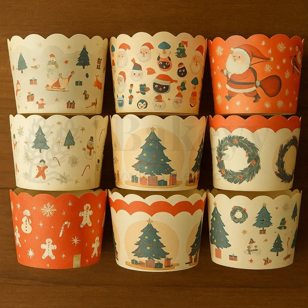 Christmas Muffin Cups-5cm | Pack of 50 - Bakeyy.com - India - Christmas Muffin Cups-5cm | Pack of 50 - Design 1
