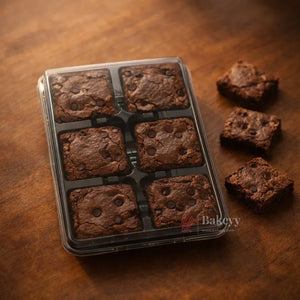 Brownie & Dessert Packaging Box with Transparent Lid | Square Compartments | Food-Grade Plastic | Pack of 50 - Bakeyy.com - India - Brownie & Dessert Packaging Box with Transparent Lid | Square Compartments | Food-Grade Plastic | Pack of 50 - 6 Cavity 1350.00