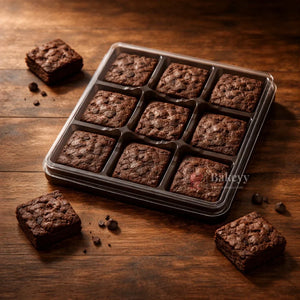 Brownie & Dessert Packaging Box with Transparent Lid | Square Compartments | Food-Grade Plastic | Pack of 50 - Bakeyy.com - India - Brownie & Dessert Packaging Box with Transparent Lid | Square Compartments | Food-Grade Plastic | Pack of 50 - 9 Cavity 2200.00
