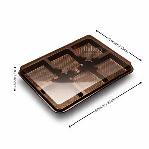 Brownie & Dessert Packaging Box with Transparent Lid | Square Compartments | Food-Grade Plastic | Pack of 50 - Bakeyy.com - India - Brownie & Dessert Packaging Box with Transparent Lid | Square Compartments | Food-Grade Plastic | Pack of 50 - 6 Cavity 1350.00