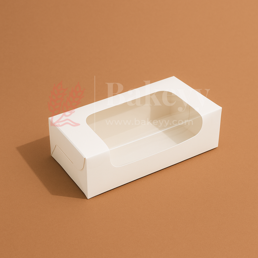 6x3x1.75 inch | 2 Piece Brownie Box Premium Creamy White | L Shaped Window | Pack of 10