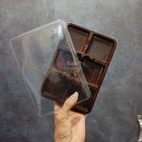 Brownie & Dessert Packaging Box with Transparent Lid | Square Compartments | Food-Grade Plastic  | Pack of 50