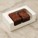 6x3x1.75 inch | 2 Piece Brownie Box Premium Creamy White | L Shaped Window | Pack of 10