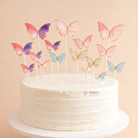 Butterfly Cake Toppers  | Gold Outline | Food-Safe Picks | Multiple Colors| Pack of 10