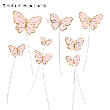 Butterfly Cake Toppers | Gold Outline Paper Cupcake & Cake Decoration Picks | Multiple Pastel & Premium Colors | Pack of 10
