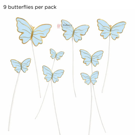 Butterfly Cake Toppers | Gold Outline Paper Cupcake & Cake Decoration Picks | Multiple Pastel & Premium Colors | Pack of 10