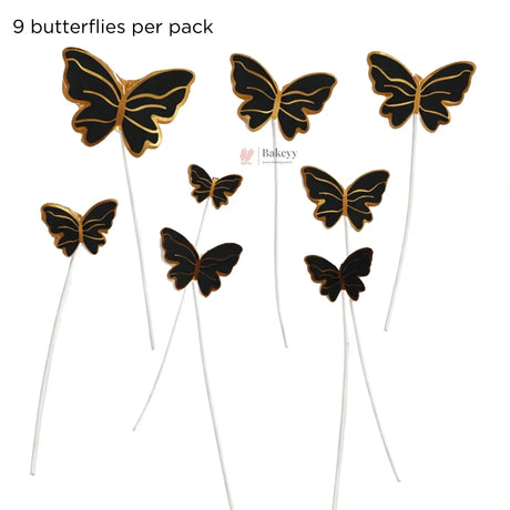 Butterfly Cake Toppers | Gold Outline Paper Cupcake & Cake Decoration Picks | Multiple Pastel & Premium Colors | Pack of 10