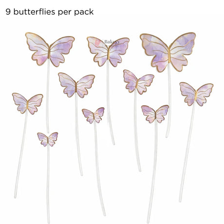 Butterfly Cake Toppers | Gold Outline Paper Cupcake & Cake Decoration Picks | Multiple Pastel & Premium Colors | Pack of 10