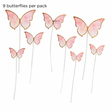 Butterfly Cake Toppers  | Gold Outline | Food-Safe Picks | Multiple Colors| Pack of 10