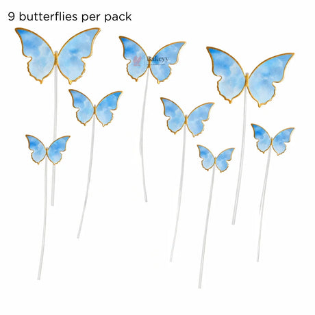 Butterfly Cake Toppers  | Gold Outline | Food-Safe Picks | Multiple Colors| Pack of 10