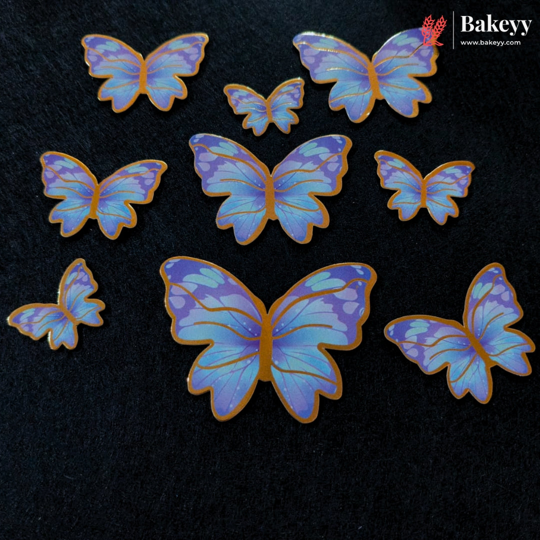 Multi Color Wing Butterfly Cake Toppers with Golden Edge | 10 Butterfly Per Pack | Pack of 1