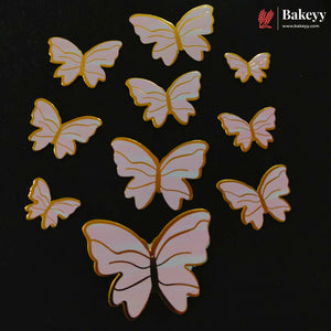 Multi Color Wing Butterfly Cake Toppers with Golden Edge | 10 Butterfly Per Pack | Pack of 1