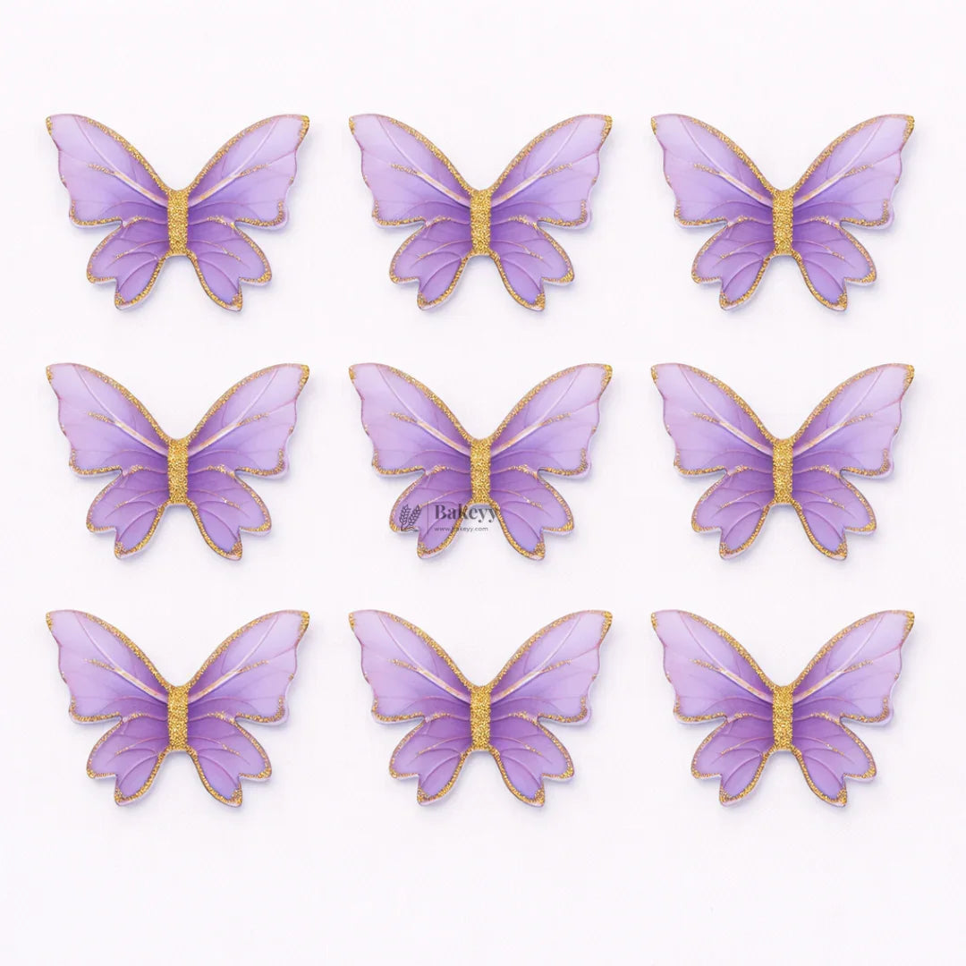 Pastel Butterfly Cake Topper with Gold Glitter Edge Detailing | Elegant Decoration for Cakes, Cupcakes & Desserts | Pack of 10