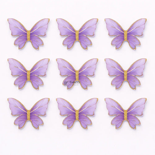 Pastel Butterfly Cake Topper with Gold Glitter Edge Detailing | Elegant Decoration for Cakes, Cupcakes & Desserts | Pack of 10