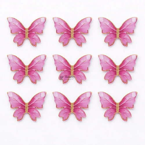 Pastel Butterfly Cake Topper with Gold Glitter Edge Detailing | Elegant Decoration for Cakes, Cupcakes & Desserts | Pack of 10