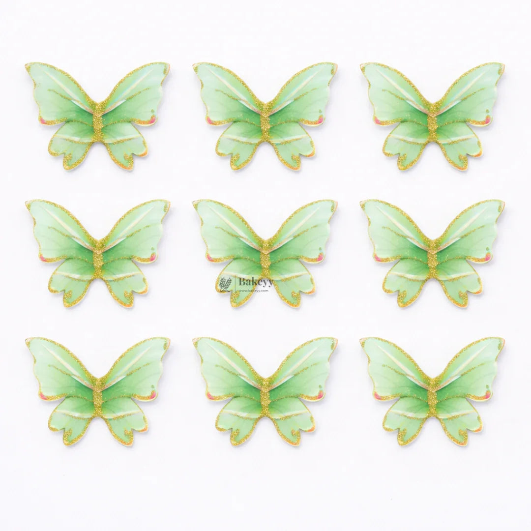 Pastel Butterfly Cake Topper with Gold Glitter Edge Detailing | Elegant Decoration for Cakes, Cupcakes & Desserts | Pack of 10