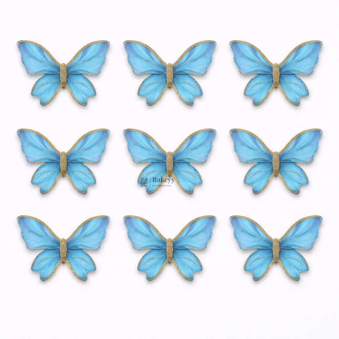 Pastel Butterfly Cake Topper with Gold Glitter Edge Detailing | Elegant Decoration for Cakes, Cupcakes & Desserts | Pack of 10