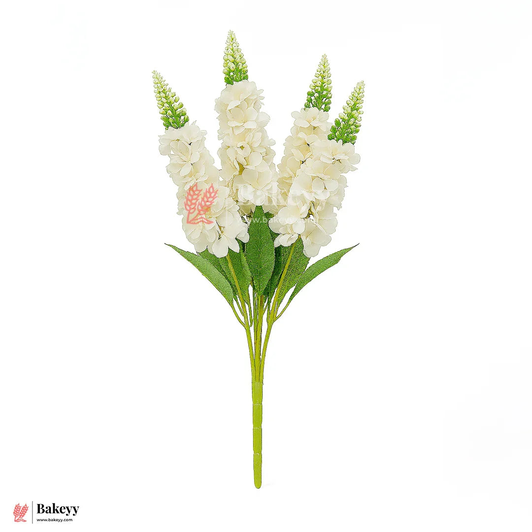 Artificial Delphinium Flower Bunch – 60cm |  White | Decorative Stick for Home & Events | Pack Of 1