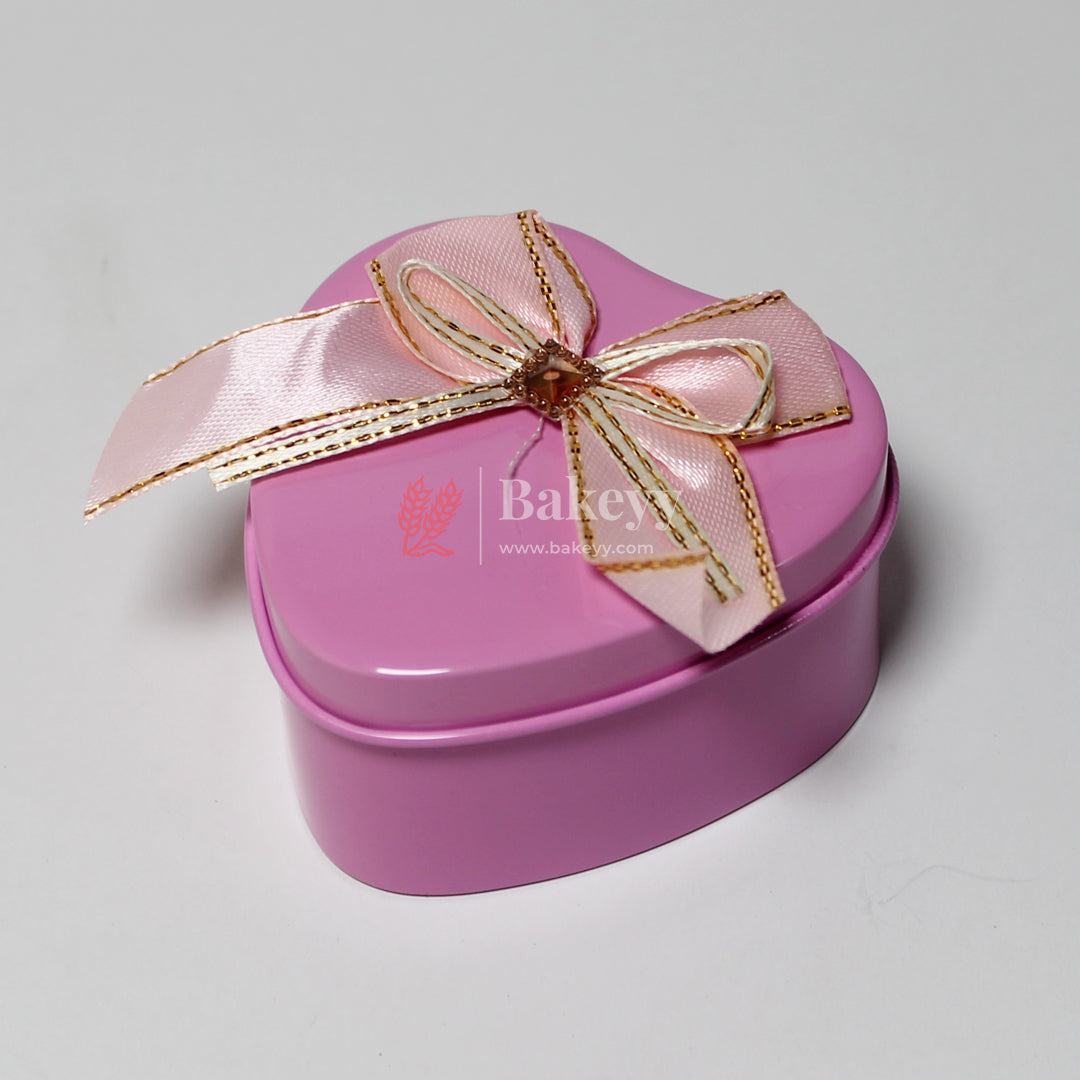 Small | Baby Pink Heart Empty Decorative Tin Box | Gift Box | Chocolate Box | Sweet Box | Jewellery Box | Luxury Box | Pack of 12