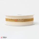1.5cm Elastic White Net Ribbon with Gold Glitter Center | 9 Mtrs | Stretchable Decorative Craft Ribbon Roll for Gift Wrapping, Bouquets