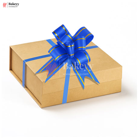 Premium Dark Blue Pull Up Ribbon for Gift Wrapping – Glossy Finish with Golden Edge (Pack of 10) - Bakeyy.com - India - Premium Dark Blue Pull Up Ribbon for Gift Wrapping – Glossy Finish with Golden Edge (Pack of 10) - 18.5cm