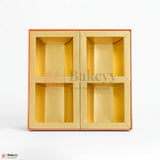 8x8x1.5 Inch | Rigid Dry Fruit Box | Elegant 4-Compartment Festive Hamper Box with Window Lid | Elegant Floral Design | Pack Of 1