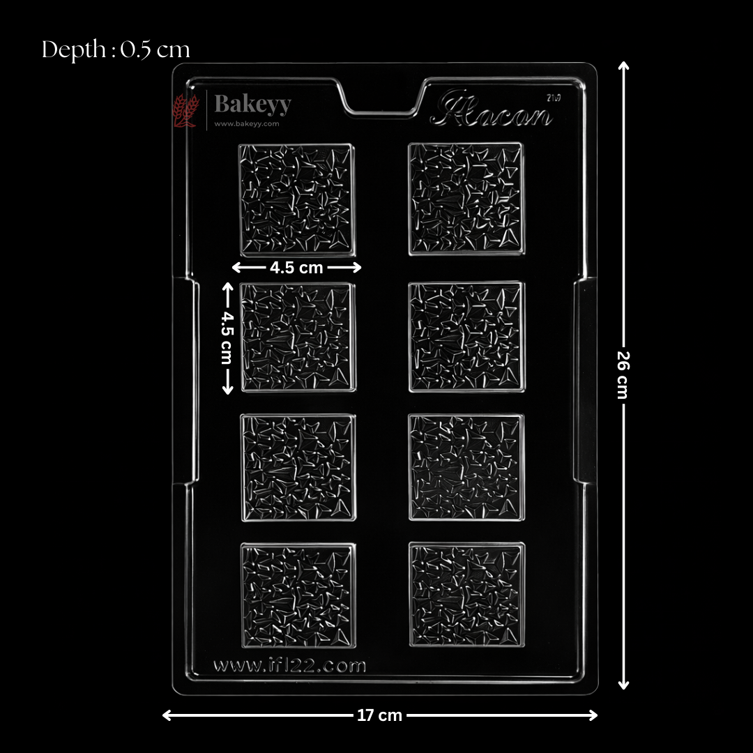 Mould 479 | Geometric Crystal Pattern Square Chocolate Mould | Food-Grade Plastic Chocolate Mould | Pack of 1