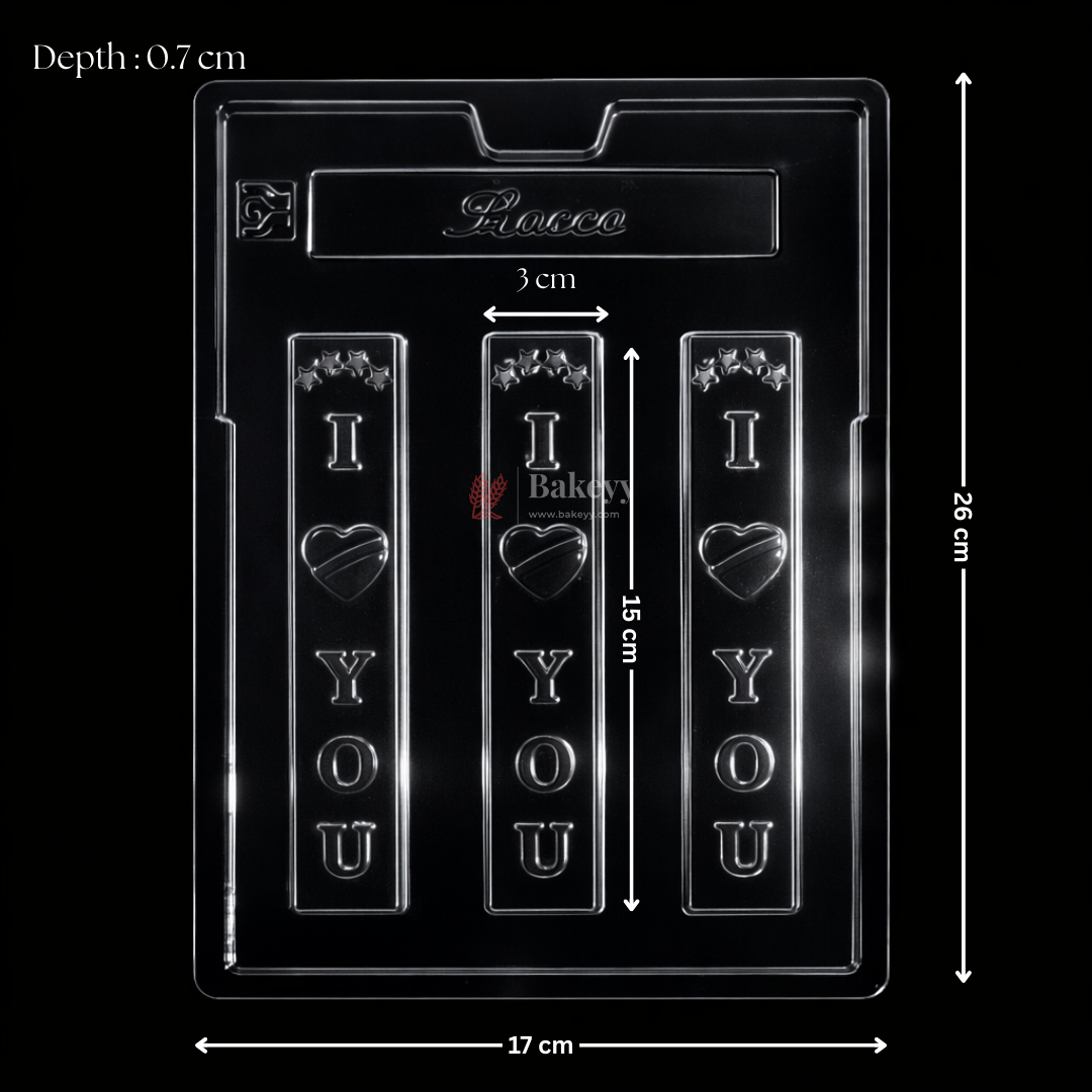 Mould 269 | “I Love You” Chocolate Bar Mould | Party Favor Mould | Pack of 1